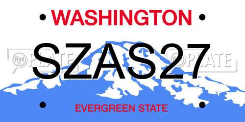 SZAS27 Washington License Plate