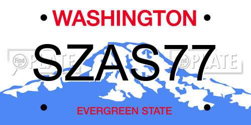 SZAS77 Washington License Plate