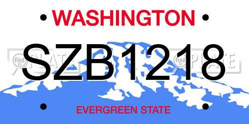 SZB1218 Washington License Plate