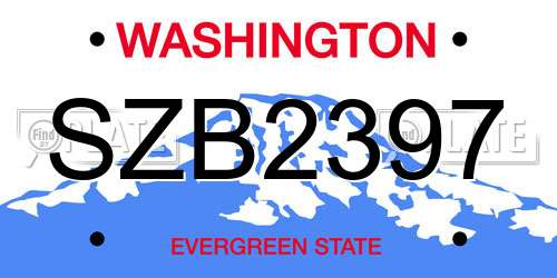 SZB2397 Washington License Plate