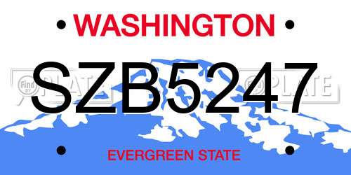SZB5247 Washington License Plate