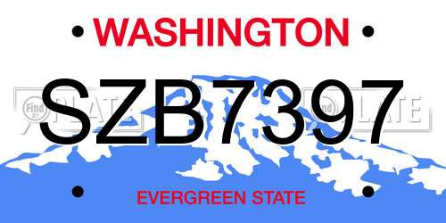 SZB7397 Washington License Plate
