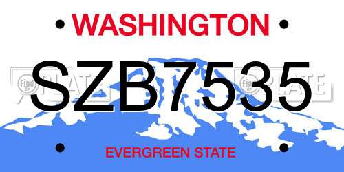 SZB7535 Washington License Plate