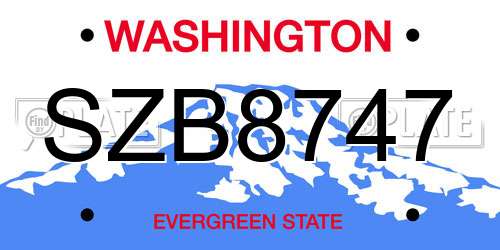 SZB8747 Washington License Plate