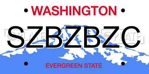 SZBZBZC Washington License Plate