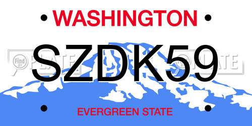 SZDK59 Washington License Plate
