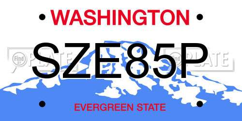 SZE85P Washington License Plate