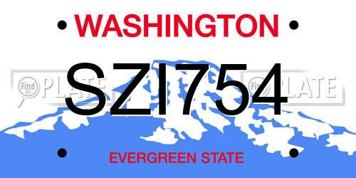SZI754 Washington License Plate