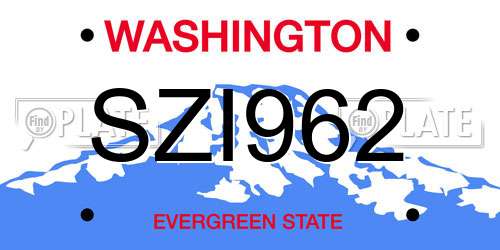 SZI962 Washington License Plate