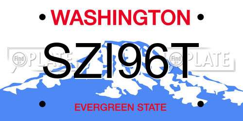 SZI96T Washington License Plate