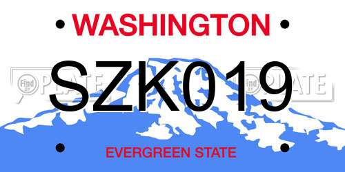 SZK019 Washington License Plate