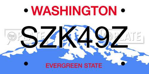 SZK49Z Washington License Plate