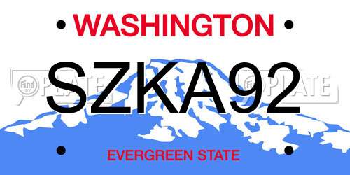 SZKA92 Washington License Plate