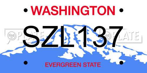 SZL137 Washington License Plate