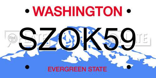 SZOK59 Washington License Plate
