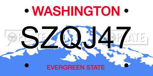 SZQJ47 Washington License Plate