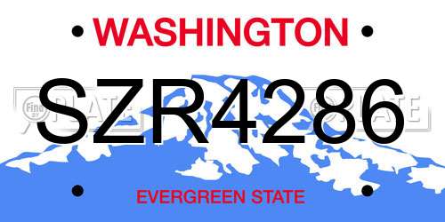 SZR4286 Washington License Plate