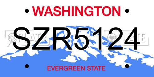 SZR5124 Washington License Plate