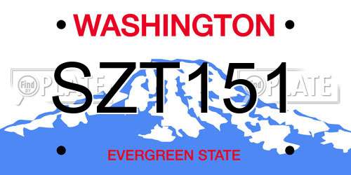 SZT151 Washington License Plate