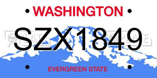 SZX1849 Washington License Plate