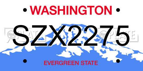 SZX2275 Washington License Plate