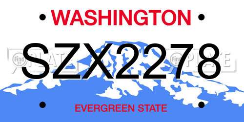 SZX2278 Washington License Plate