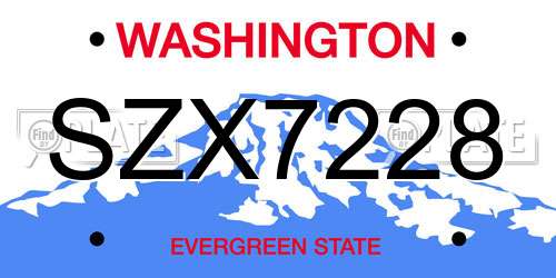 SZX7228 Washington License Plate