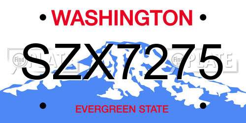 SZX7275 Washington License Plate