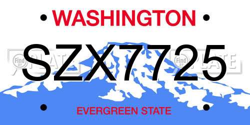 SZX7725 Washington License Plate