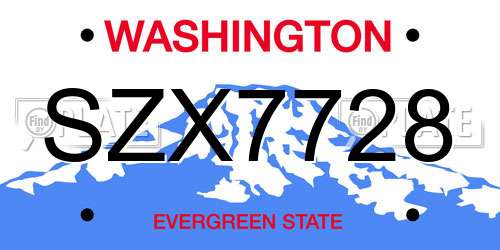 SZX7728 Washington License Plate