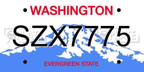 SZX7775 Washington License Plate