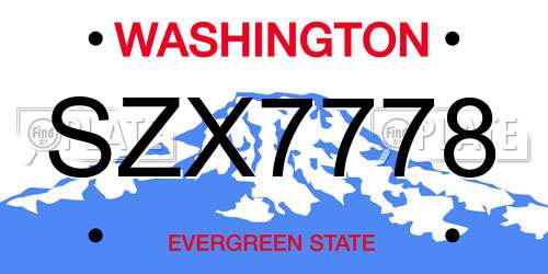 SZX7778 Washington License Plate