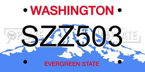 SZZ503 Washington License Plate