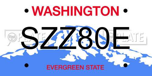 SZZ80E Washington License Plate
