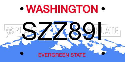 SZZ89I Washington License Plate
