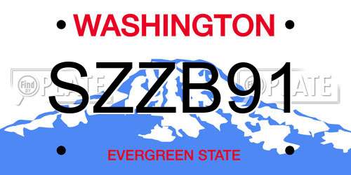 SZZB91 Washington License Plate