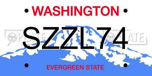SZZL74 Washington License Plate