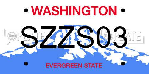 SZZS03 Washington License Plate
