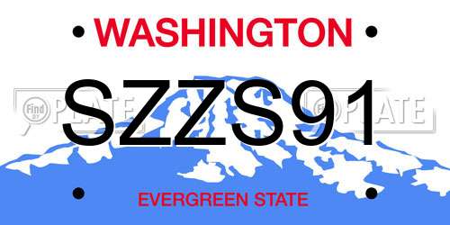 SZZS91 Washington License Plate
