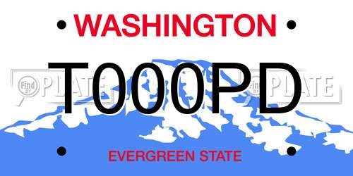 T000PD Washington License Plate