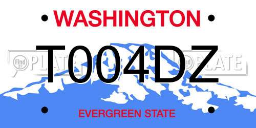 T004DZ Washington License Plate