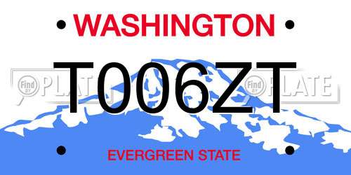 T006ZT Washington License Plate