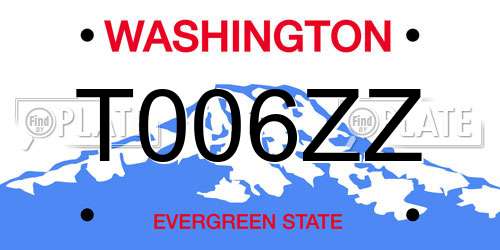 T006ZZ Washington License Plate