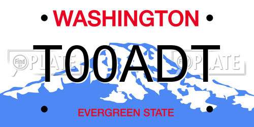 T00ADT Washington License Plate