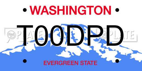 T00DPD Washington License Plate