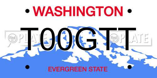 T00GTT Washington License Plate