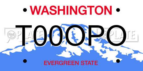 T00OPO Washington License Plate