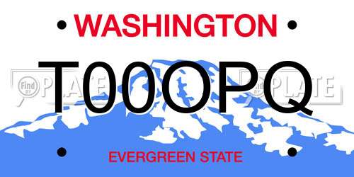 T00OPQ Washington License Plate