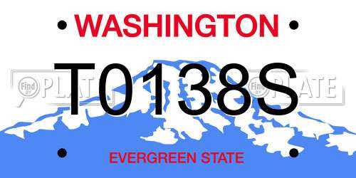 T0138S Washington License Plate