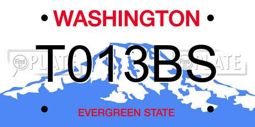 T013BS Washington License Plate